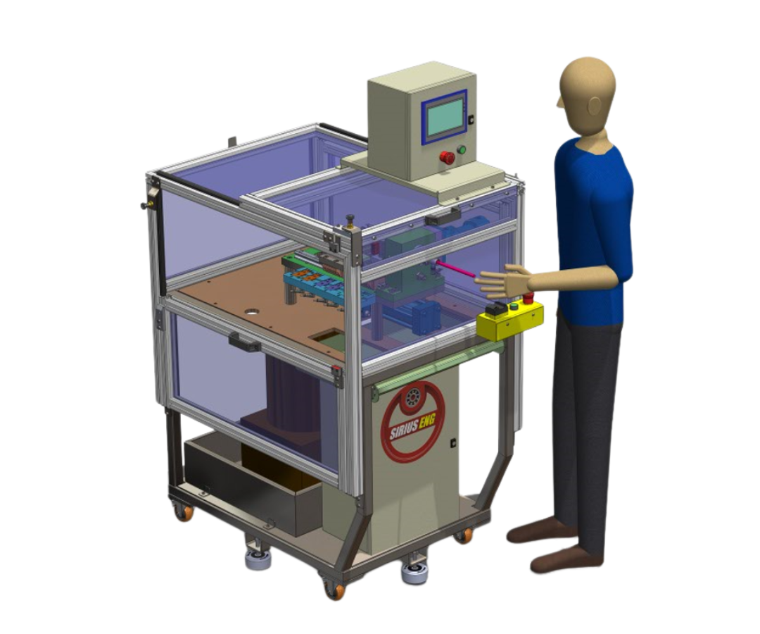 Máquina para decapagem de cabo de aço, com regulagem de tamanho e bitola do cabo. Sistema de prensa hidráulica nas facas e na garra de fixação.